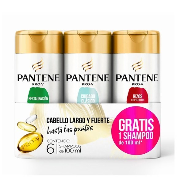 SHAMPOO PANTENE PAQ C/6 SURTIDO DE 100 ML