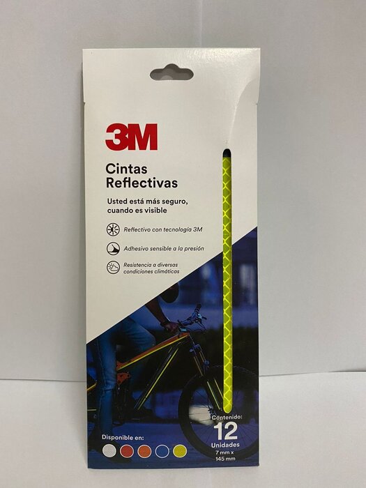 3M Cinta reflectiva (Paquete con 12 tiras) Amarilla 7 mm X 145 m