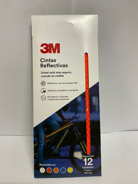 3M Cinta reflectiva (Paquete con 12 tiras) Naranja 7 mm X 145 mm