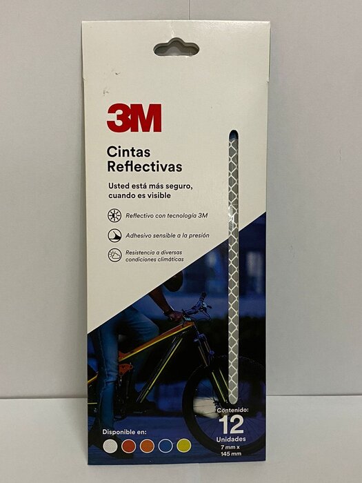 3M Cinta reflectiva (Paquete con 12 tiras) Plata 7 mm X 145 mm
