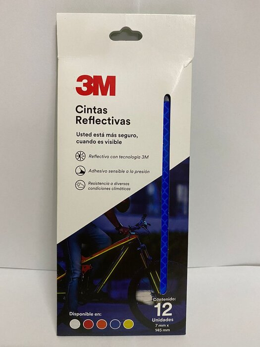 3M Cinta reflectiva (Paquete con 12 tiras) Azul 7 mm X 145 mm