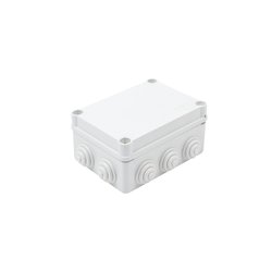 Caja de derivación de PVC Auto-Extinguible con 10 entradas, tapa y tornillo de media vuelta de 1/4", 150x110x70 MM, Para Exterior (IP55)