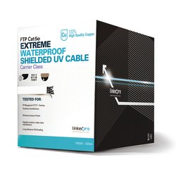 Bobina de cable de 305 m, Cat5e, para intemperie, sin blindar, color blanco, UL, para aplicaciones en CCTV, redes de datos.