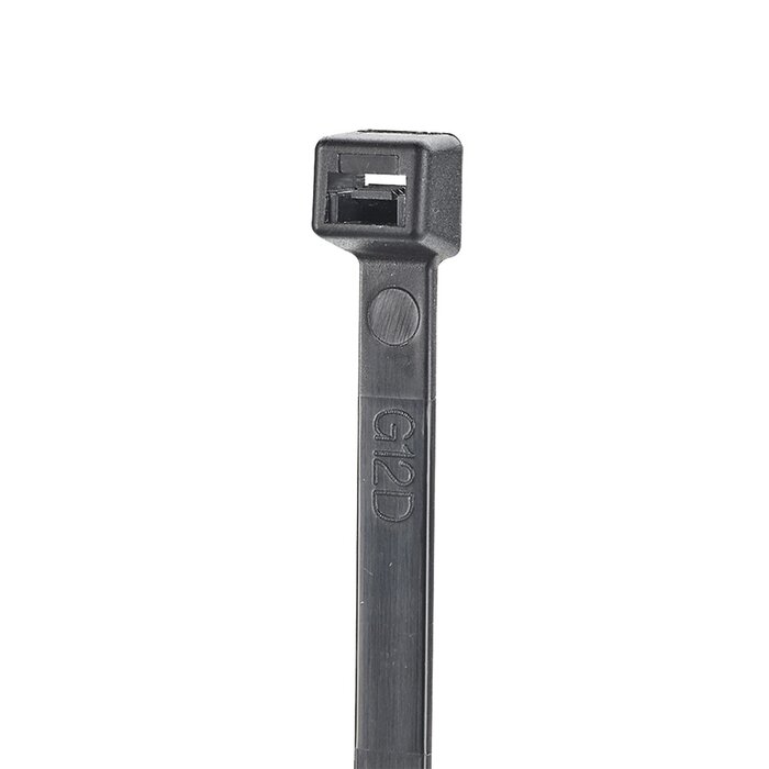 Cincho de Nylon 6.6 StrongHold™, de 300mm de largo, Color Negro, Exterior Resistente a Rayos UV, Paquete de 100pz