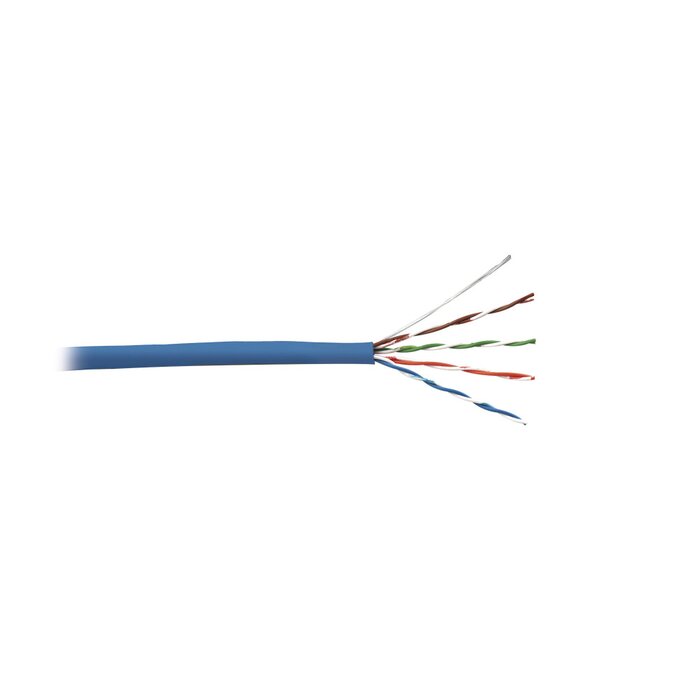 Bobina de Cable UTP de 4 pares, Cat5e, PVC (CMR, Riser), Color Azul, 24 AWG, 305m