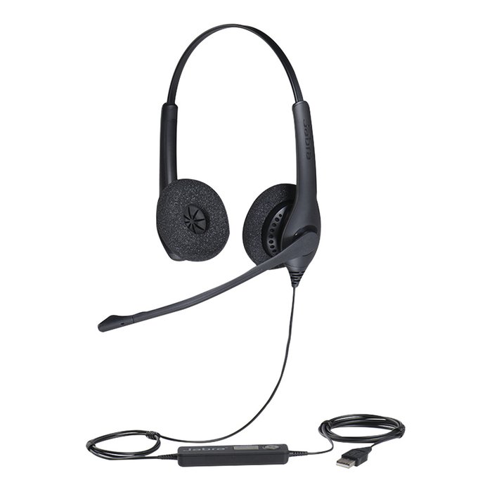 Jabra Biz 1500 Duo, auricular profesional con cancelación de ruido, ideal para contact center con conexión USB (1559-0159)