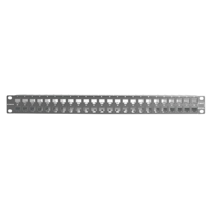 Patch Panel Z-MAX Categoría 6A, Blindado, de 48 puertos, Plano, 1UR