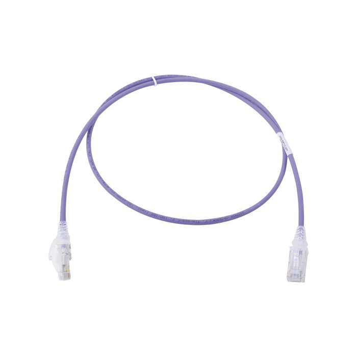 Patch Cord MC6 Modular Cat6 UTP, CM/LS0H, 3ft, Color Violeta, Diámetro Reducido (28AWG), Versión Bulk (Sin Empaque Individual)