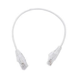 Cable de Parcheo Slim UTP Cat6 - 30 cm Blanco, Diámetro Reducido (28 AWG)