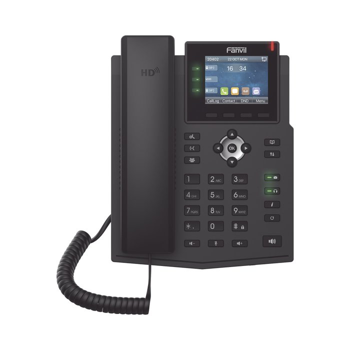 Teléfono IP Empresarial con Estándares Europeos, 6 lineas SIP con pantalla LCD a color, puertos Gigabit, IPv6, Opus y conferencia de 3 vías, PoE/DC (incluye fuente).