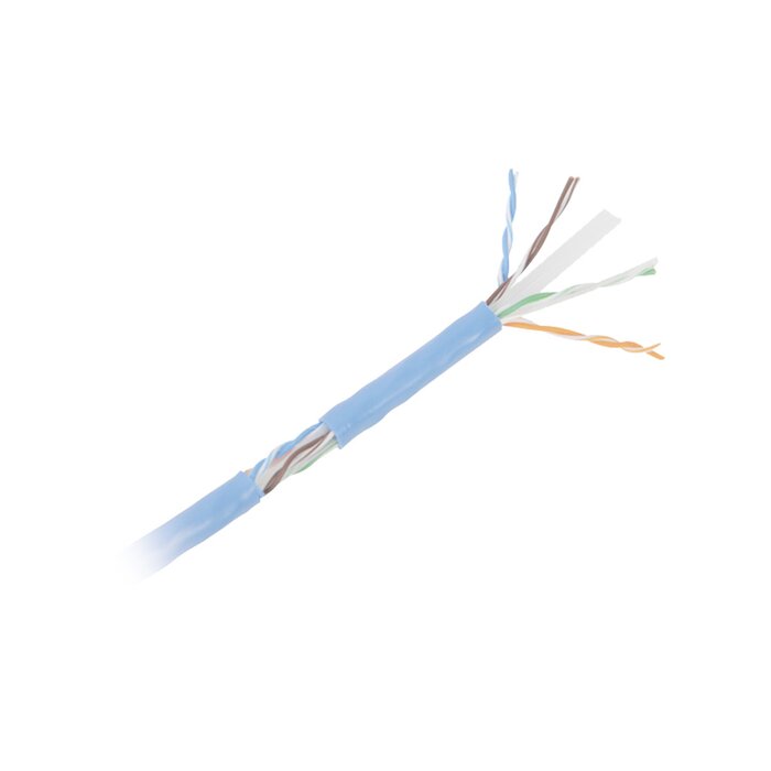 Bobina de cable UTP Cat6A de 305 mts, Color Azul, CM, soporta 10G-BaseT para transmisión de frecuencias de hasta 500MHz, UL
