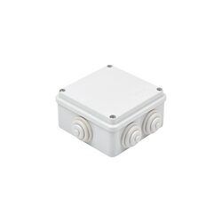 Caja de derivación de PVC Auto-extinguible con 6 entradas, tapa atornillada, 100x100x50 MM, Para exterior (IP55)