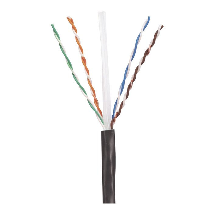 Bobina de Cable UTP de 4 Pares, Pan-Net, Para Exterior con Gel, Cat6 (23 AWG), Industrial para Climas Extremos, Color Negro, 305 m