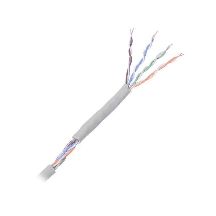 Bobina de cable de 305 m, ( 1000 ft ), Cat5e, alto desempeño, de color Gris, UL, para aplicaciones en CCTV, redes de datos. Uso Interior