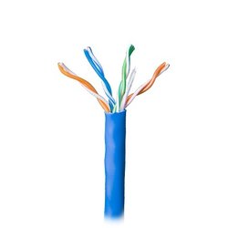Bobina de cable par trenzado nivel 5 (CAT 5e), CMR, de color azul, de 4 pares de conductores sólidos de cobre AWG 24, para aplicaciones de CCTV/Redes de datos/IP Megapixel/Control RS485