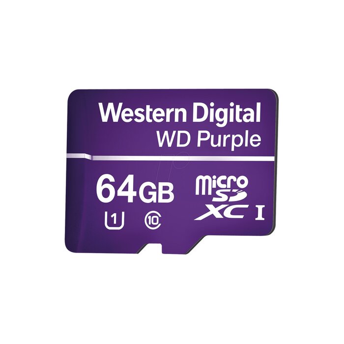 Memoria microSD de 64GB PURPLE, Especializada Para Videovigilancia, 3 VECES MAYOR DURACIÓN QUE UNA CONVENCIONAL