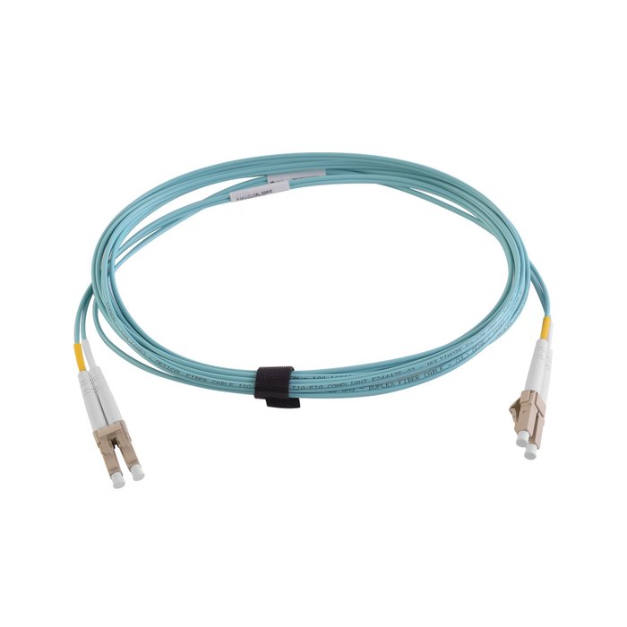 Jumper de Fibra Óptica Multimodo 50/125 XGLO OM4, LC-LC Duplex, OFNR, Color Aqua, 3 Metros