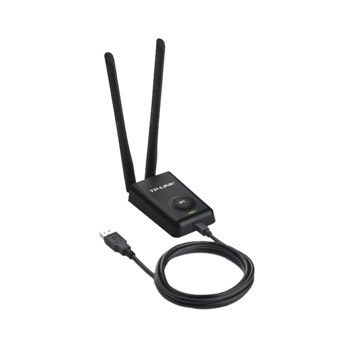 Adaptador de alta potencia USB inalámbrico N 300 Mbps 2.4 GHz con 2 antenas externas de 5 dBi