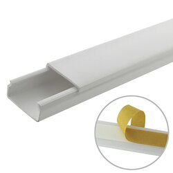 Canaleta blanca de PVC auto extinguible, sin división, 20 x 10 mm, tramo de 6 pies, con cinta adhesiva (5101-21262)