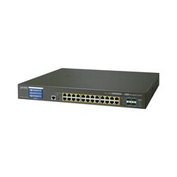 Switch Administrable L2+ 24 puertos gigabit c/ Ultra PoE, 4 puertos 10G SFP, c/Display, Fuente Redundante (600W)