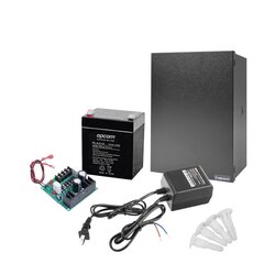 Kit con Fuente ELK Products ( ELK624 ) con salida de 12 Vcd a 1 Amper, incluye transformador y batería de 4.5 Amper