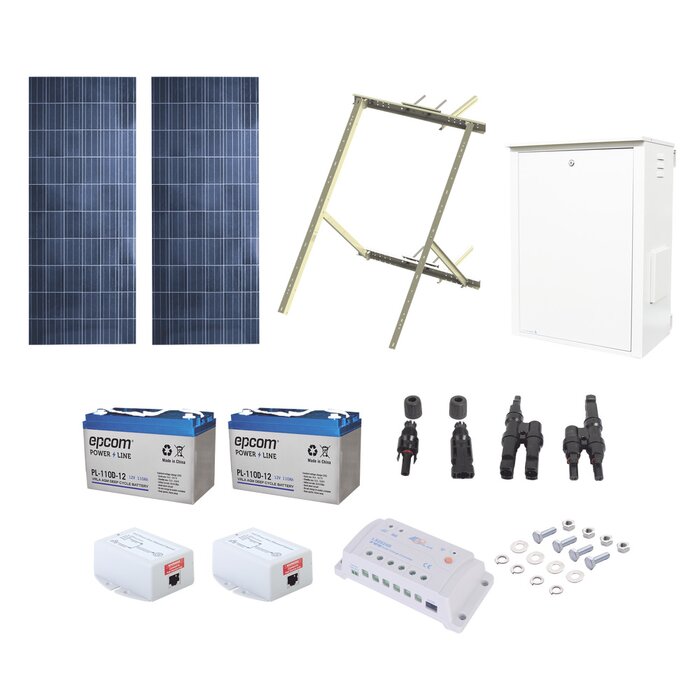 Kit Solar de 17 W con PoE Pasivo 24 Vcd para 2 Radios de Ubiquiti airMAX, Cambium ePMP