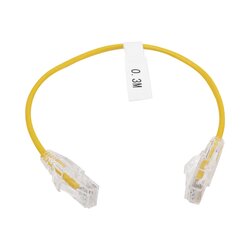 Cable de Parcheo Slim UTP Cat6 - 30 cm Amarillo Diámetro Reducido (28 AWG)