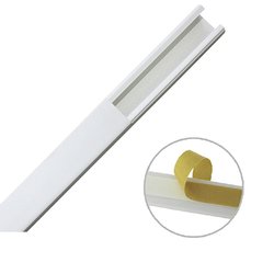 Canaleta color blanco de PVC auto extinguible de una vía, 20 x 17 mm tramo 6 pies, con cinta adhesiva (5201-21252)