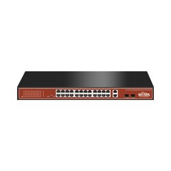 Switch Fast-Ethernet PoE no administrable de largo alcance, hasta 250m, con 24 x 10/100Mbps + 2 x SFP Gigabit Combo, 250 W