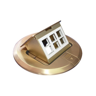 Mini caja de piso redonda para datos o conectores tipo Keystone, color bronce (3 contactos) (11000-12102)